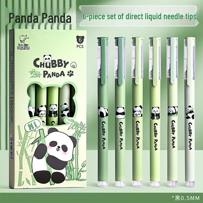 Kaba Bear Black Needle-Tip Rollerball Pen: Quick-Drying Student Exam & Signature Pen in Ancient Style.