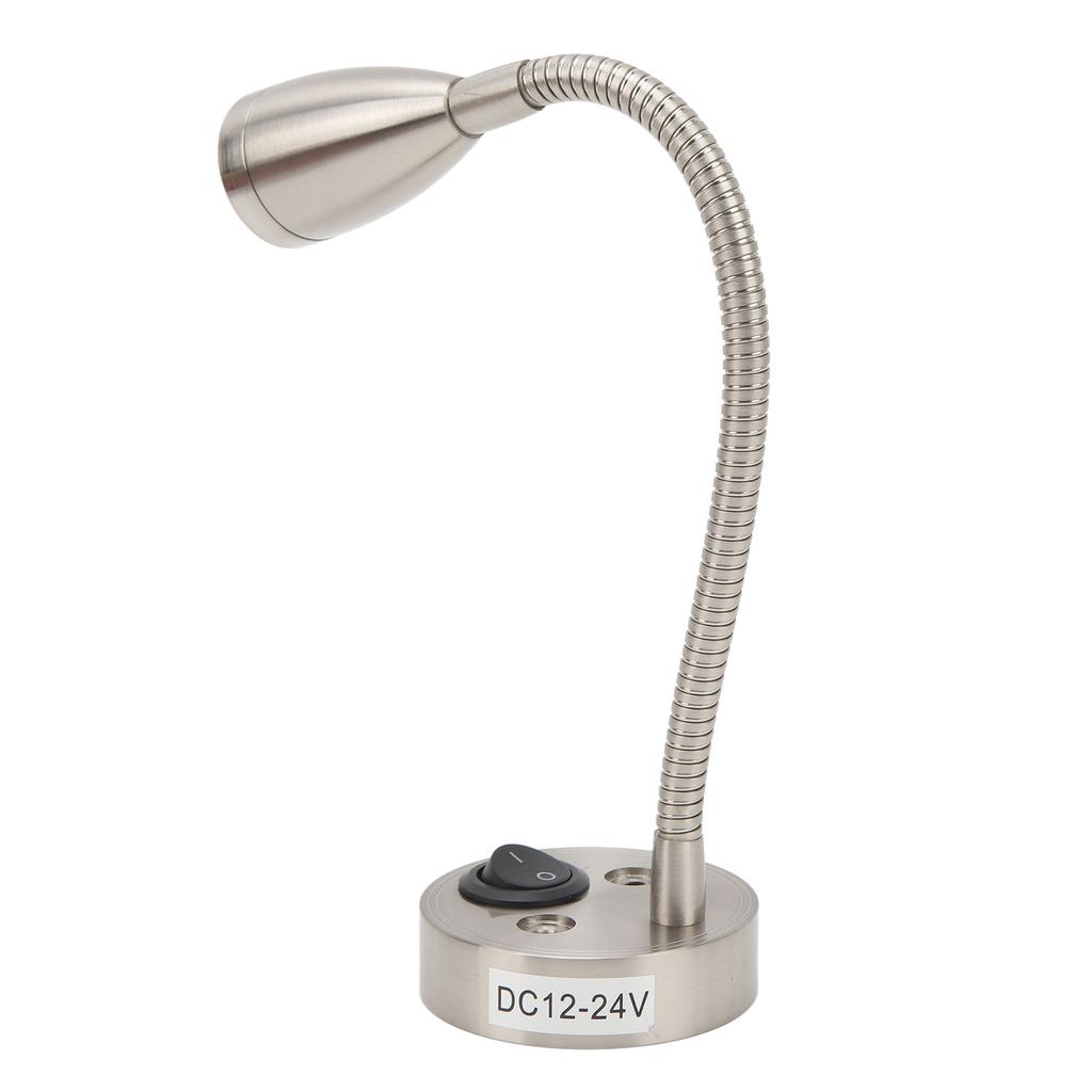 RV LED Bedside Light 360 Degree Swivel Flexible Goosneck Light for DC 12V to 24V Boat Camper Truck Cars Nickel Plated