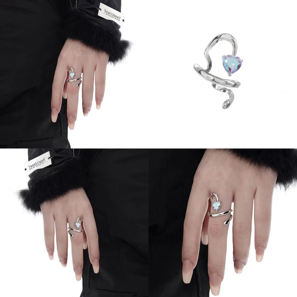 Trendy Heart Shaped Zirconia Adjustable Ring For Women Elegant Fashion Accessory
