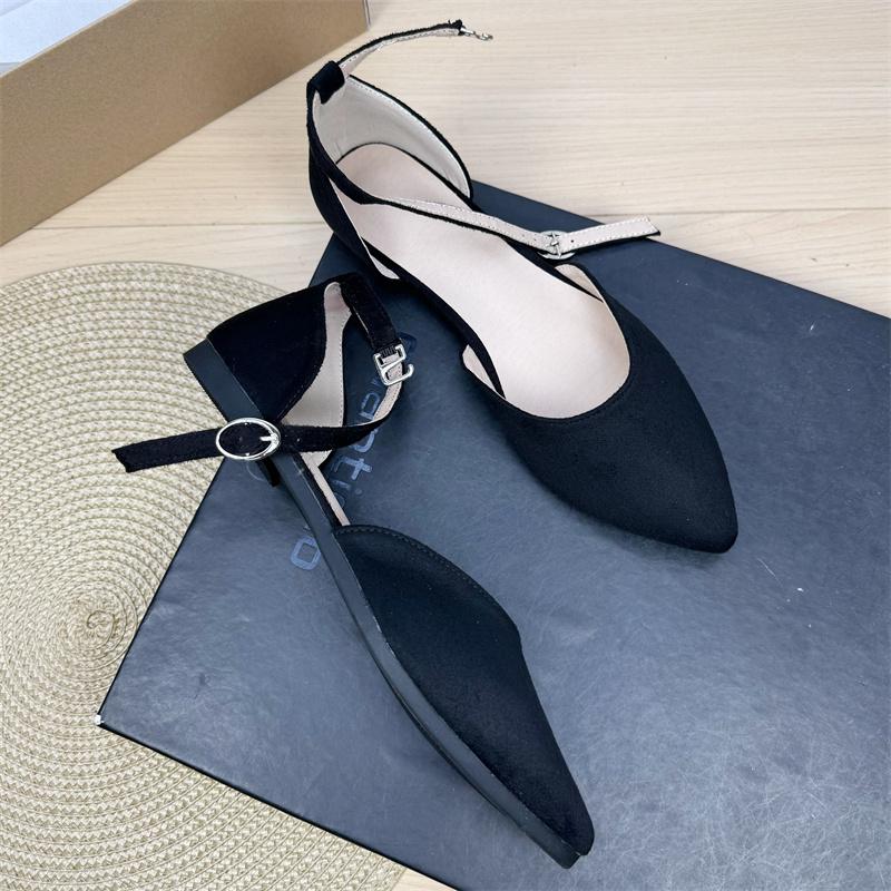 Fashion Flat Shoes for Women's Spring and Autumn Plus Size Pointed Sandals Women's 41-43 French Work Shoes Ladies Loafers Women