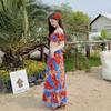 Plus Size Floral Print Bikini Set With Cover Up Skirt Beach Vacation Women Swimwear Three Piece
