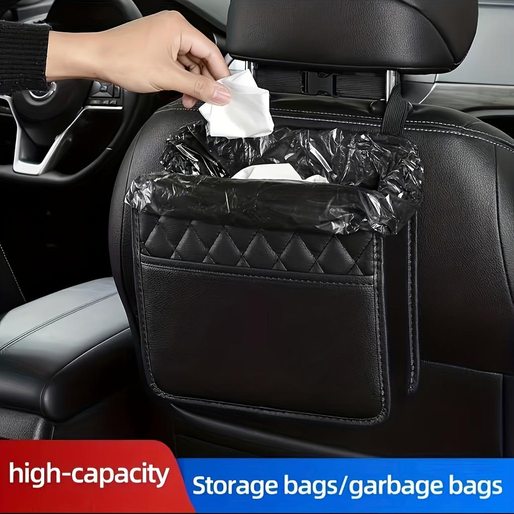 1Pc Multifunctional Car Seat Storage Bag Leather Storage Bag Garbage Bag Storage Bag Suitable for Most Car Models