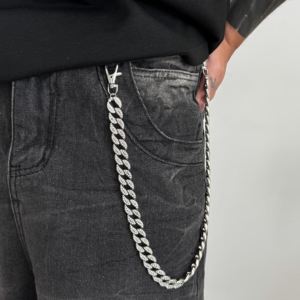 Ingemark Hip-Hop Imitation Perlen Hosen Jeans Schlüsselanhänger Ring Clip Herren Trendig Kreativ Metall Handgefertigt Perlen Taille Kette Schmuck