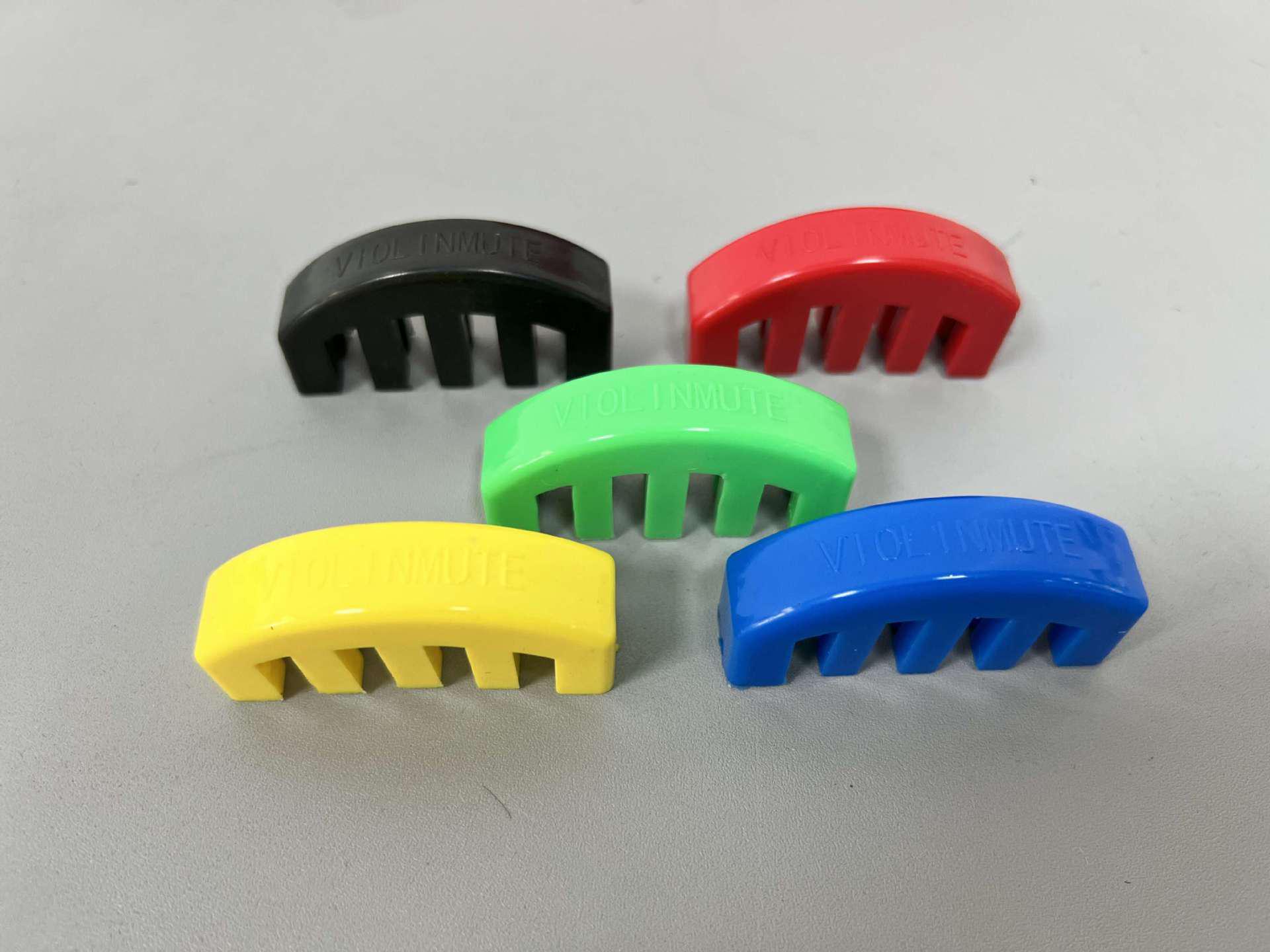 Five-Prong Rubber Violin Mute Accessory Black + Red + Green + Yellow + Blue, 1 each