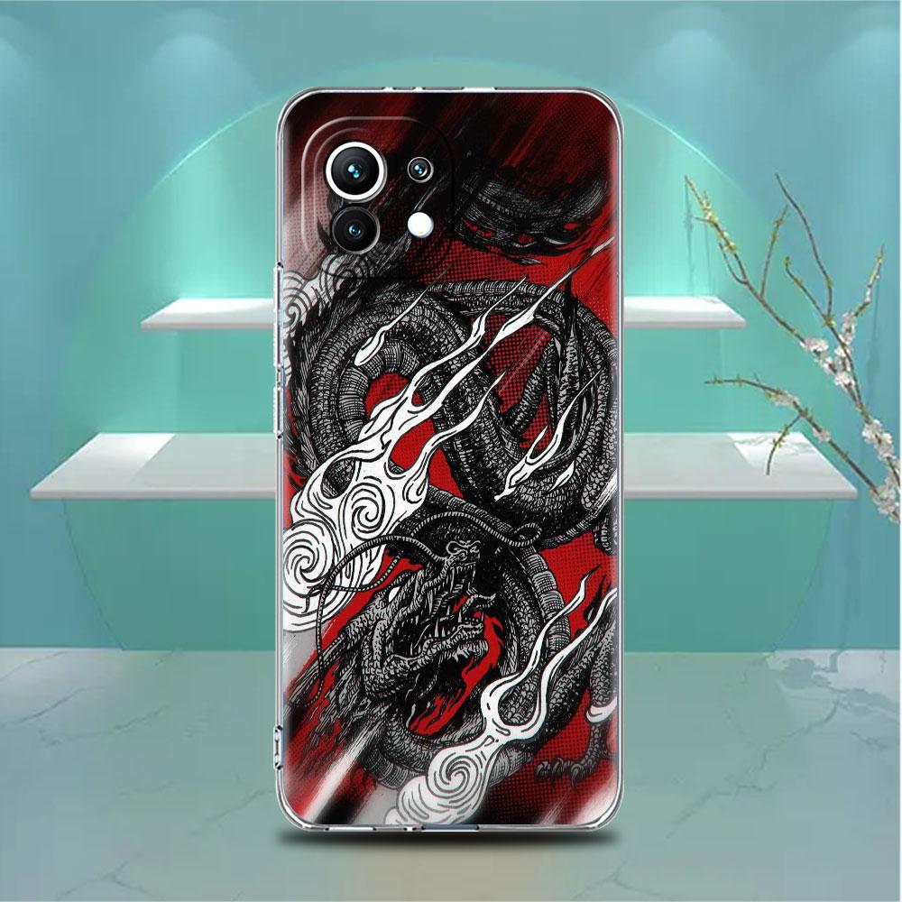

Прозрачный чехол для Xiaomi Mi Poco X3 NFC M3 Pro F3 F1 11 Lite 12 Note 10 11T 9T, прозрачный чехол для телефона с изображением дракона Redmi Note 9S
