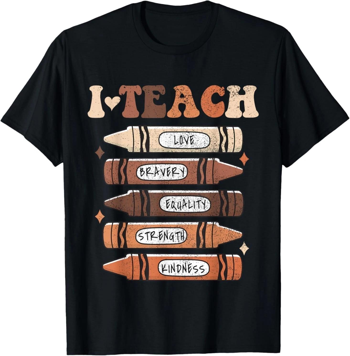 I Teach Black History Month Black Teacher Melanin Crayons T shirt 2XL