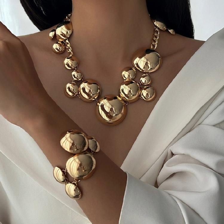 Modern Style Round Pendant Bracelet Metal Pendant Necklace with Adjustable Chain Perfect Gift for Friend and Family