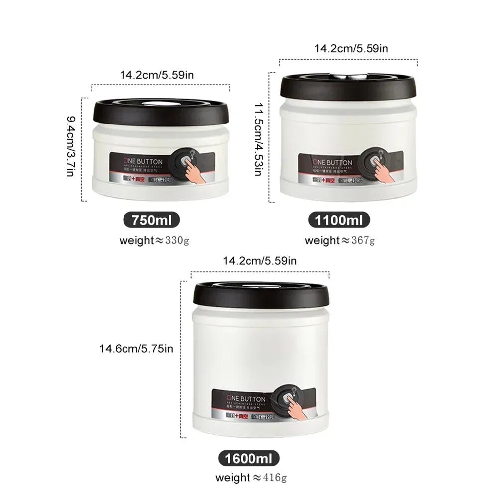 Vakuumversiegelter Behälter aus Edelstahl zur Aufbewahrung von Kaffeebohnen, Getreide, Tee, Nüssen, Vakuumdichte, versiegelte Dosen, Küchenaufbewahrungsorganisator