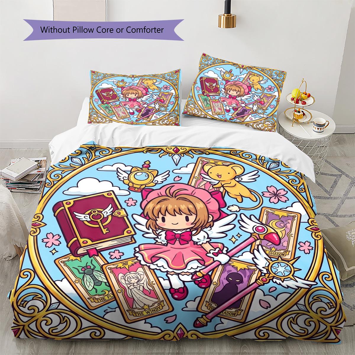 

Cardcaptor Sakura Pattern Bedding Quilt Set Quilt Cover Pillowcase Home Decoration Birthday Gift (1 * duvet cover + 2 * pillowcase, without core) 135x200cm