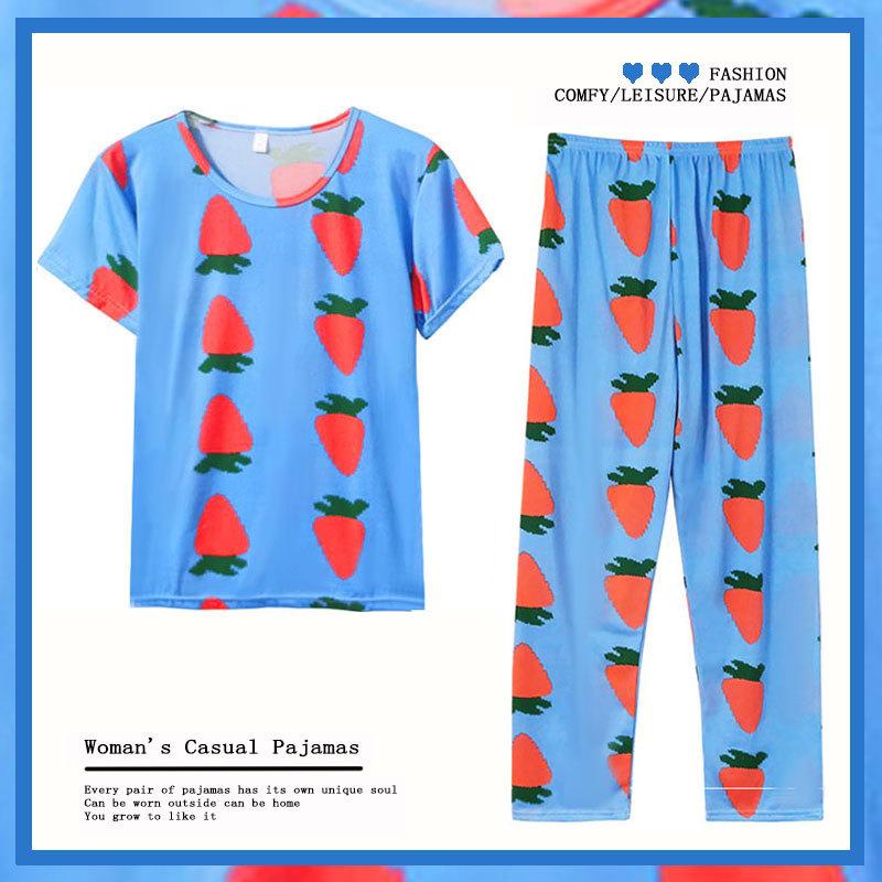 [Yellow Rabbit] Factory Various Short-sleeved Trousers Pajamas Women's Summer Cartoon Cute Spring and Autumn Thin Suit Loungewear