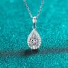 Sterling Pear Shape Moissanite Necklace Women 5x8mm Waterdrop Pendant Cross Chain Dainty Collarbone Jewelry