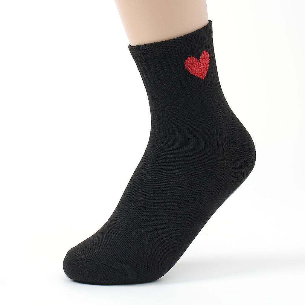 20 Pairs of Heart Women's Mid-Calf Socks (Black) Fashion Socks