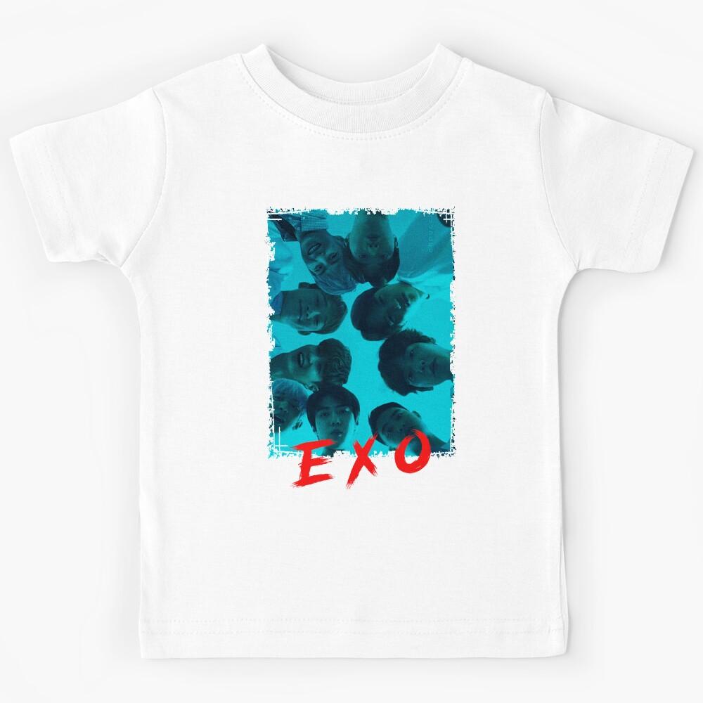 EXO Kpop Group Members Blue Korean Kpop RGB Color Design Kids T-Shirt 130