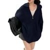 Simple Casual Lapel Zipper Knitted Cardigan Women's Clothing Autumn and Winter New Soft Waxy Loose and Thin Sweater Jacket