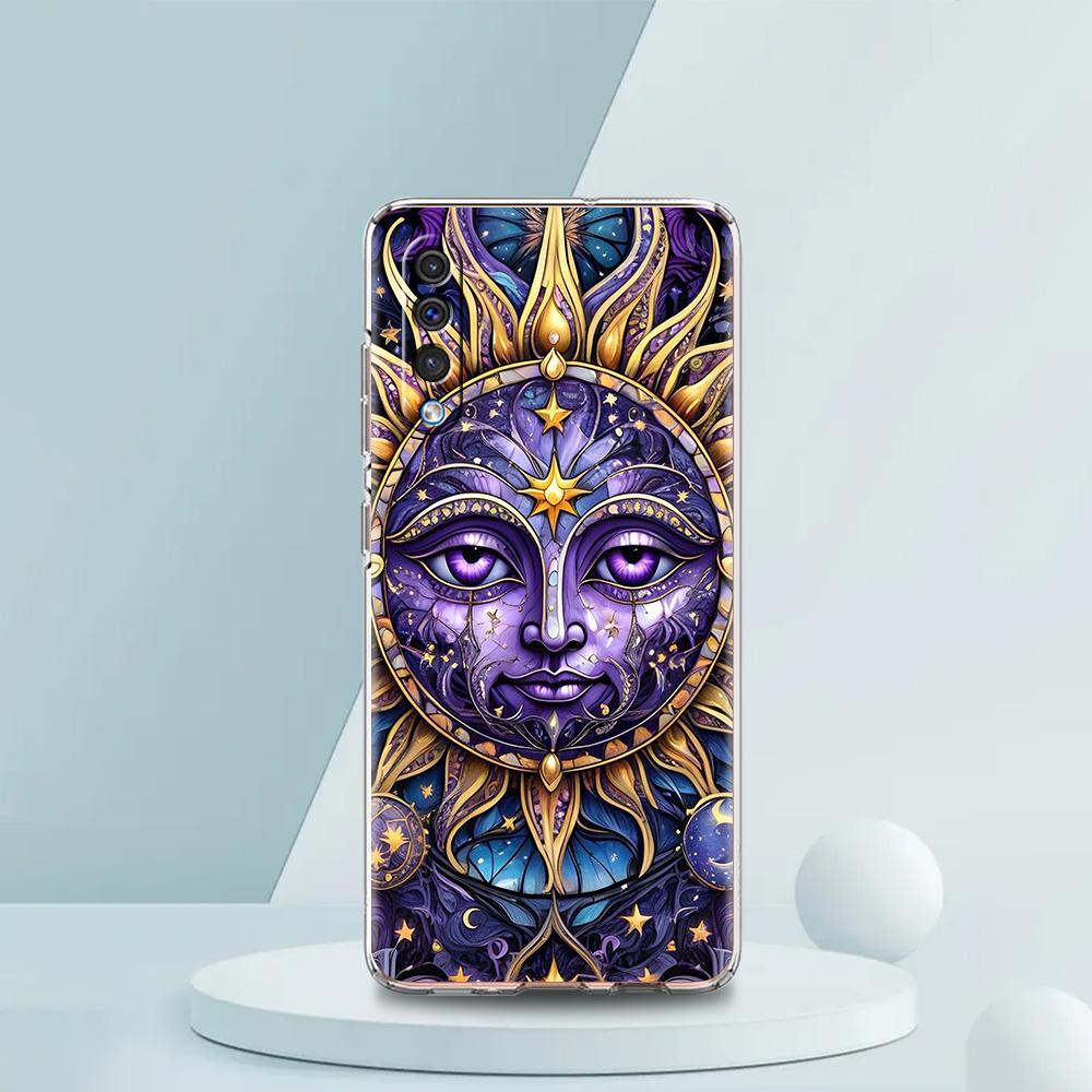 Moon Sun Transparent Phone Case for Samsung Galaxy A16 A14 A12 A22 A24 A42 A02 A03S A06 A50 A70 A20 A30 A40 Soft Cover