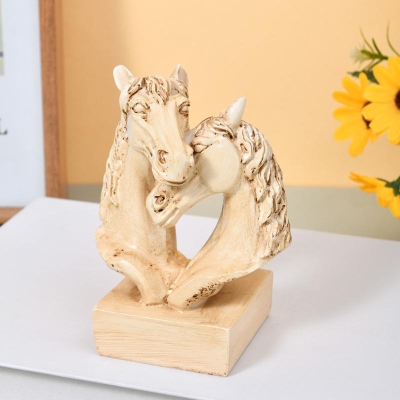 Horse Head Statue Ornament Horse Animal Sculptures Horse Figurines Decorative Objects for Home Office Bookshelf Table