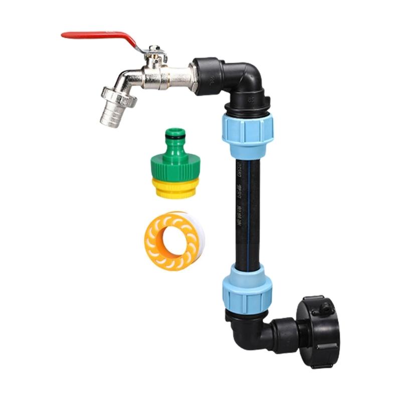 

IBC Adapters Connection Set Gooseneck IBC Tank Adaptors With Outlet Valves Home Gardens irrigation Water Connectors 1