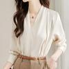 Neue Mode Frühjahr Frauen Blusen Shirts Langarm V-ausschnitt Büro Dame Apricot Chifffon Bluse Shirt Frauen Tops J768