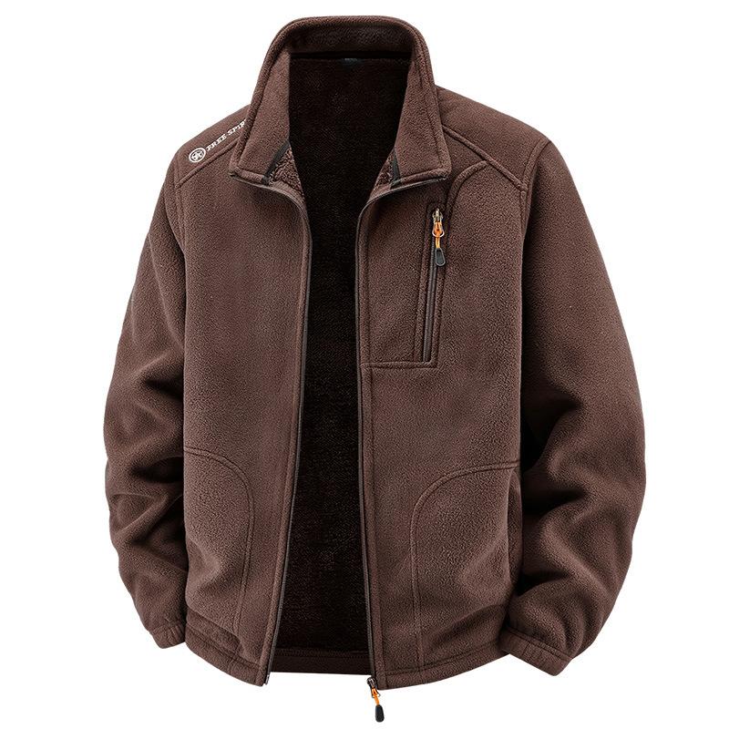 Men's Warm and Plush Thick Fleece Jacket for Autumn and Winter, Loose Casual Fleece Jacket