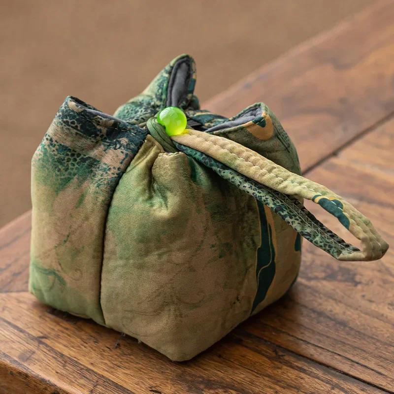 Travel Teaware Storage Bag Outdoor Camping Portable Teacup Pouch Tea Ceremony Accessories Vintage Jewellery Organiser Bags