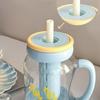 Auslaufsicherer Wasser-Trinkbecher mit Strohhalm Transparente Flasche Kaffeebecher Tragbare Trinkflasche Zuhause