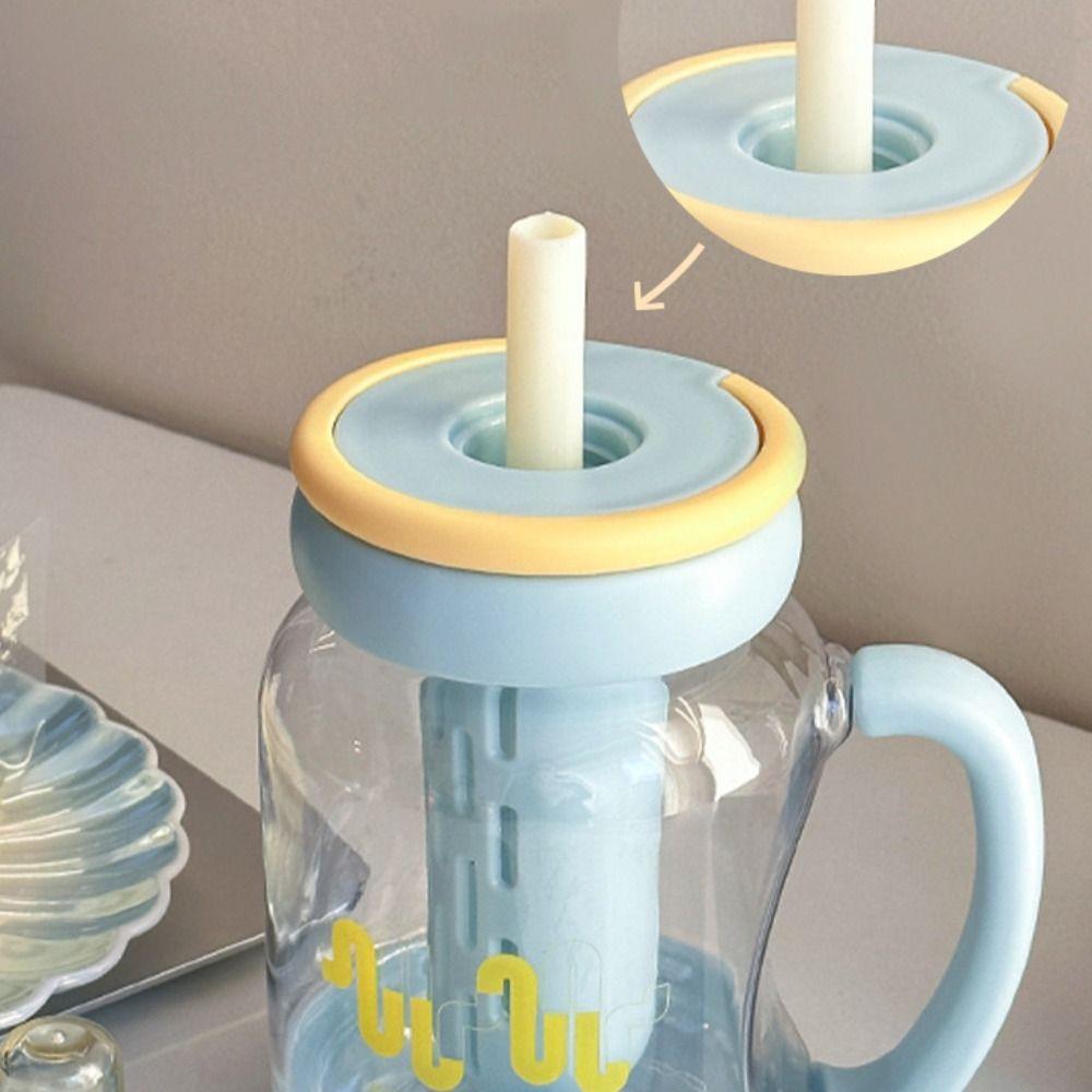 Auslaufsicherer Wasser-Trinkbecher mit Strohhalm Transparente Flasche Kaffeebecher Tragbare Trinkflasche Zuhause