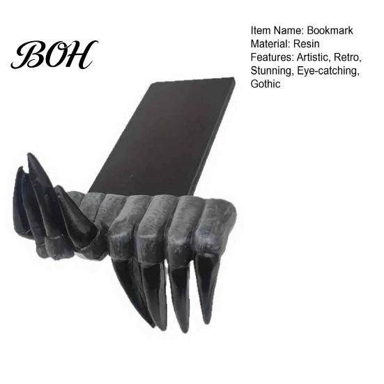 Unique Gothic Reading Accessories Creepy Demon Claw Resin Bookmark, 3D Devil Hand Horror Decorative Page Tab for Students Halloween Indoor Decoration