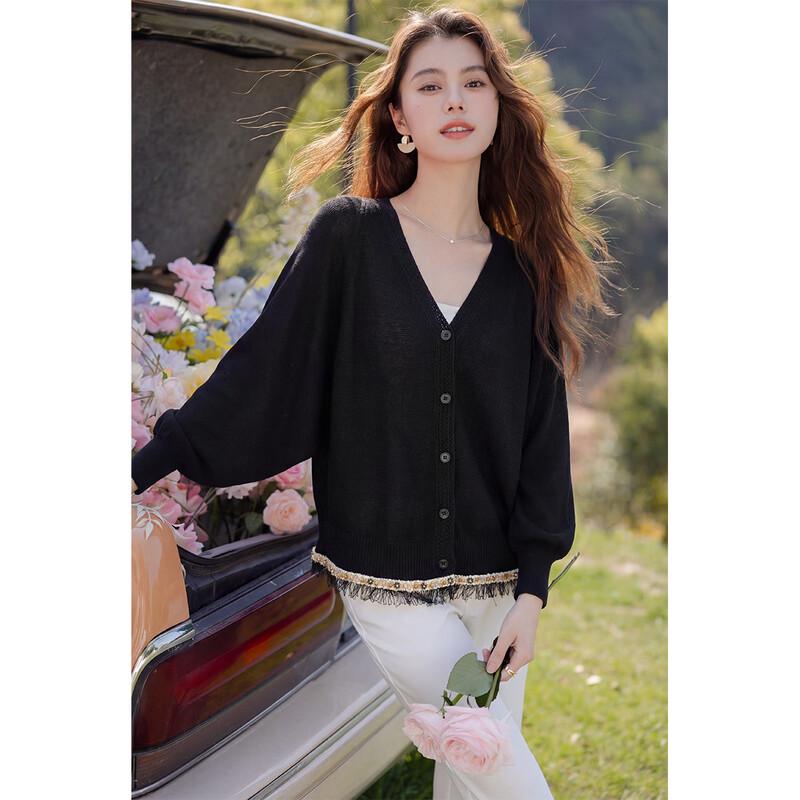 Mokana Women s Fringe Batwing Sleeve Knit Cardigan One Size