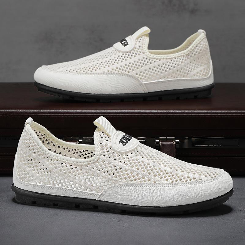 

Men s shoes summer breathable thin mesh hollow mesh shoes men s mesh sports one pedal soft sole light casual shoes 45