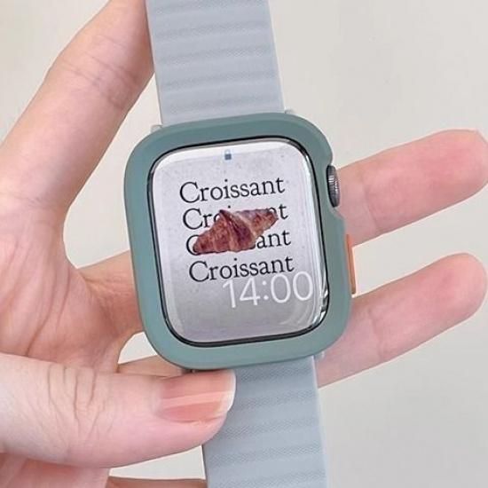 TPU Weiche Hülle für Apple Watch S10 - Weiche Hülle Sturzsicher Halbe Abdeckung ohne Glas Zweifarbige Abdeckung für iWatch10/9/8/7/6/5/4/3/2/1/Se/Ultra/ultra2