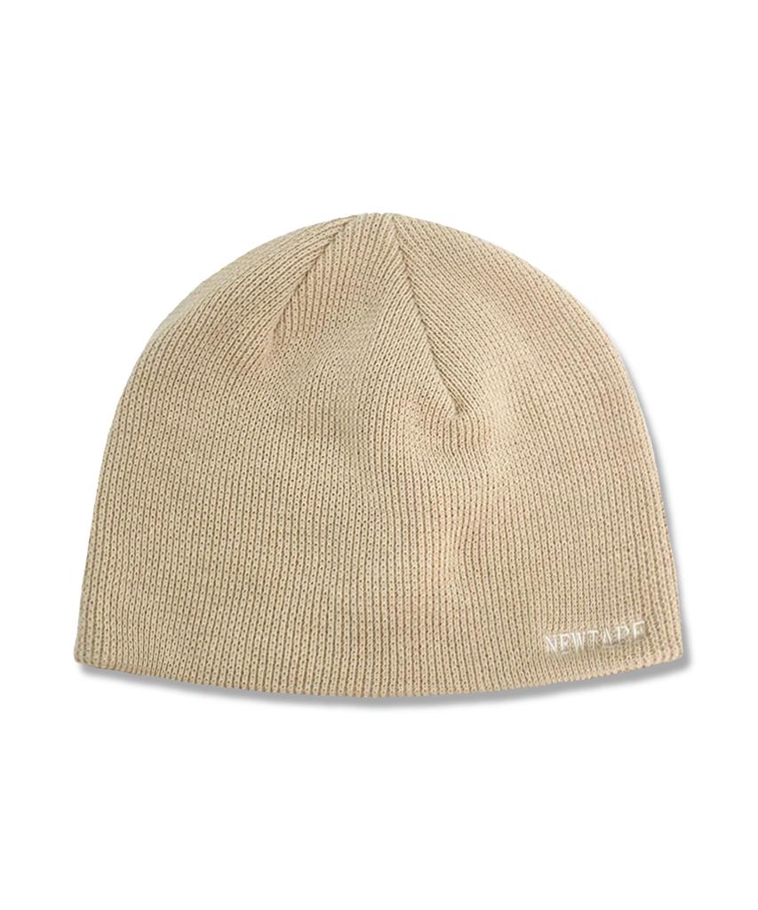 Nyuteib Oversized Lettering Cotton Short Beanie - Beige