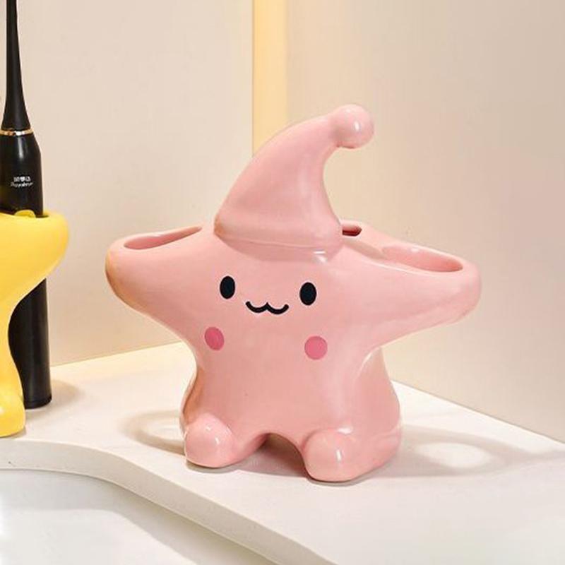 Ceramics Toothbrush Storage Racks Couple Electric-Toothbrush Holder Cute Cartoon Toothpaste Stand Bathroom Washbasin Rack