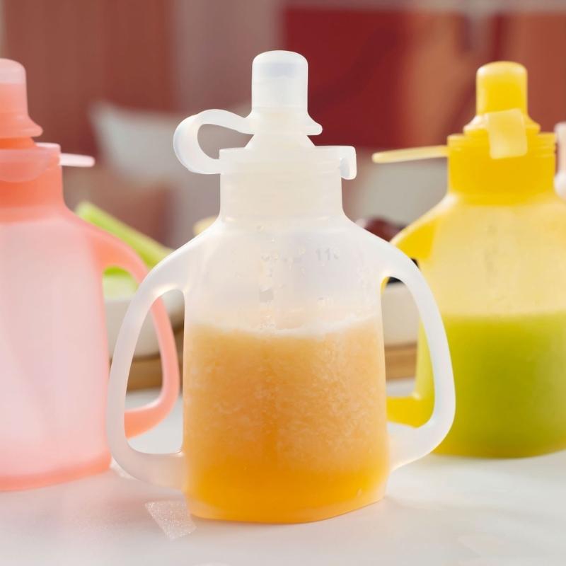 Baby Food Storage Bag Reusable Squeeze Storage Container Food-grade Silicone Box Case for Travel Daily 110ml