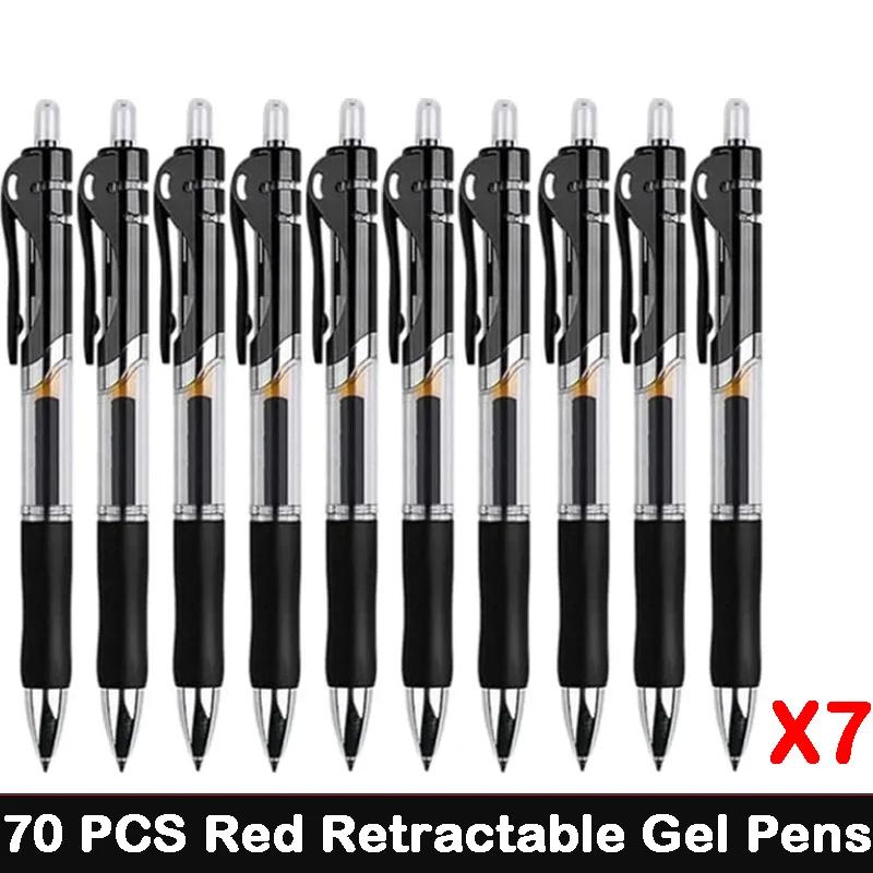 10/100 PCS Roise Retractable Gel Pens Set Black/Red/Blue Ink Ballpoint for Writing Refills Office School Supplies Stationery