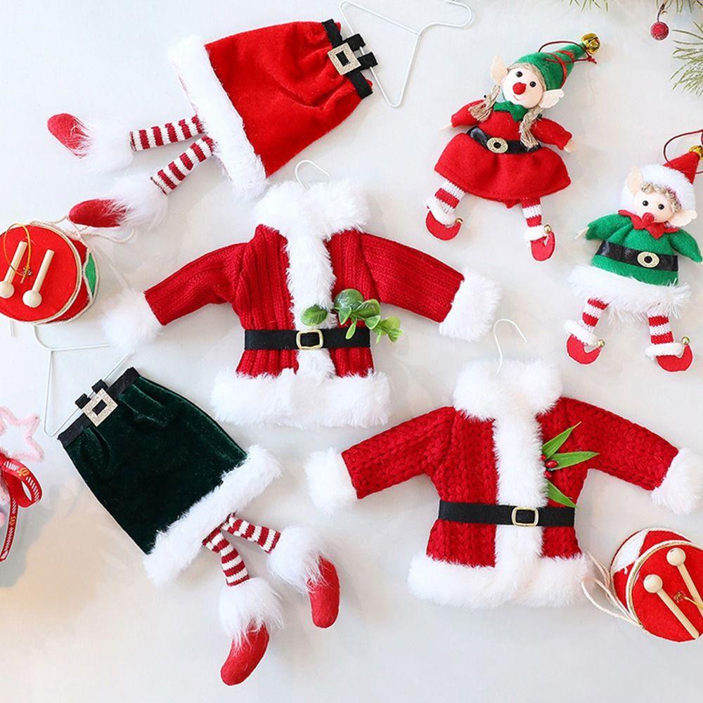 Multicolor Christmas Hanging Decoration Cloth Knitting Santa Coat Drop Ornament Drum Hat Hanging Scene Decoration Pendant