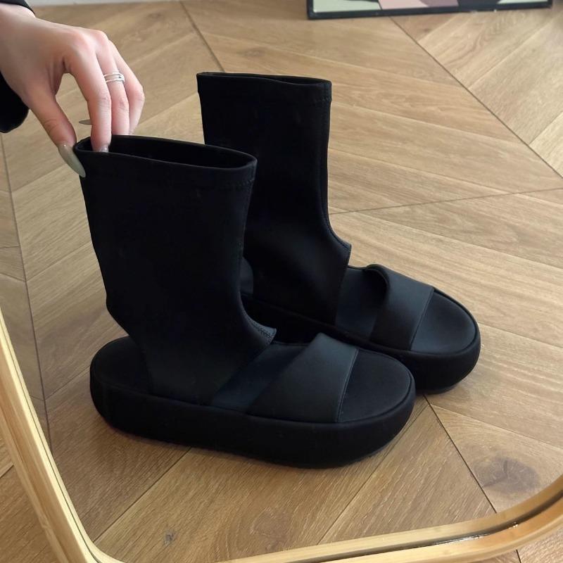 Plateausandalen mit hohem Schaft Damen Frühling und Sommer neu Nischendesigngefühl Zehenfrei und coole Stiefel
