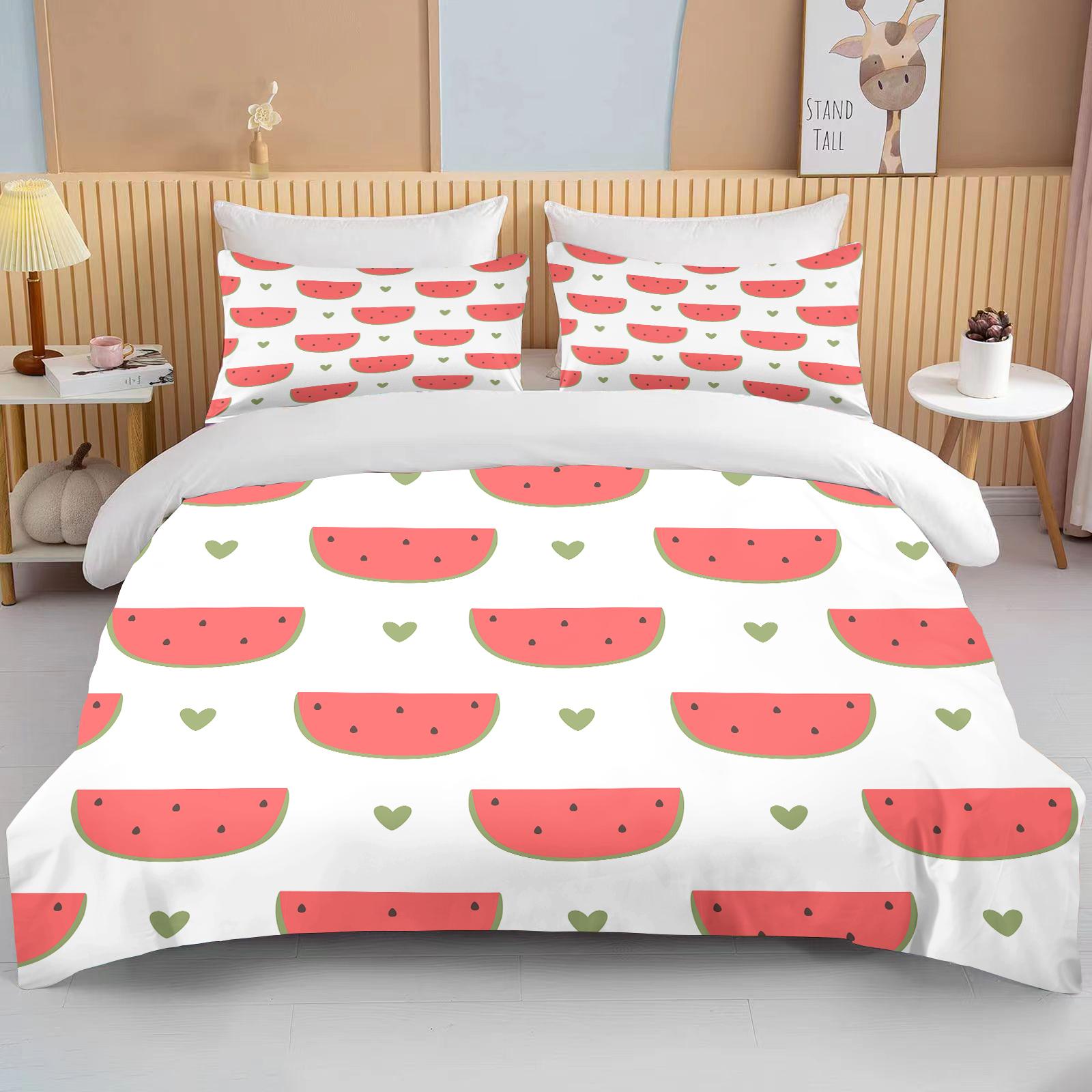 

Trendy Warm King Double Queen 10 Sizes Fruit Pattern Three Piece Size Polyester Quilt Comforter (quilt)-EU Single(135*200cm)3pcs