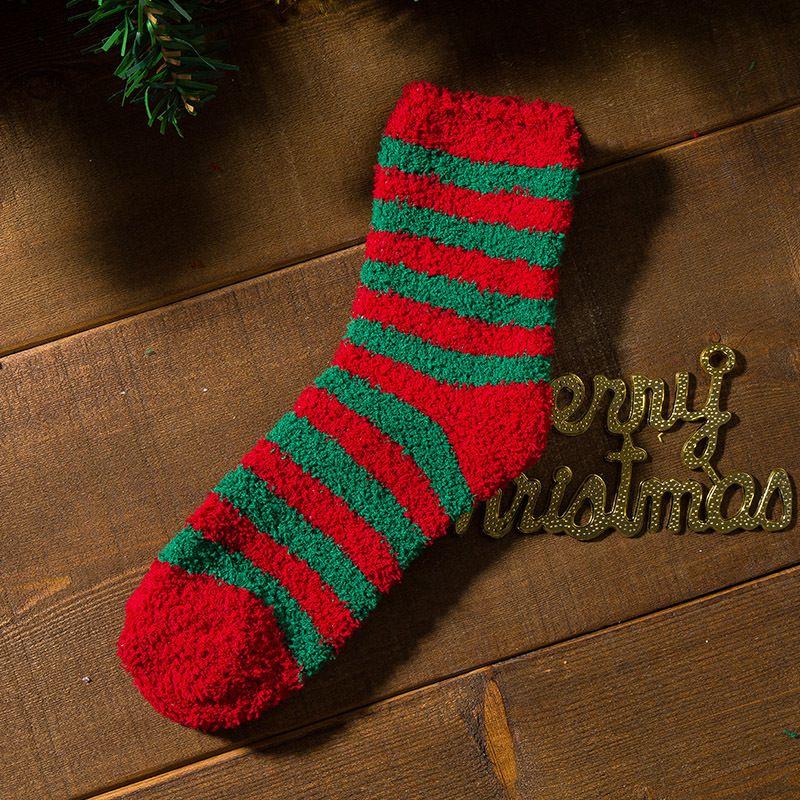 

Christmas Fluffy Women s Socks Santa Elk Gift For Winter Warmth Comfort RedGreen