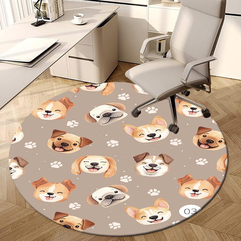

1pc Dogs with happy expressions Round carpet, Perfect for Decorating Chairs, Living Rooms, Or Bedrooms, for Living Room.123 80cm by 80cm