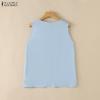 ZANZEA Women Casual Round Neck Sleeveless Lace Crochet Patchwork Loose Vest Tops