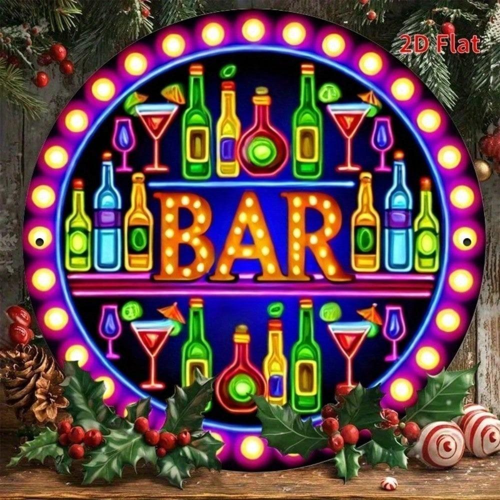 Retro Round Metal Tin Sign Vintage Wall Decor 12 Inch Rustic Art for Home Bar Garage Man Cave