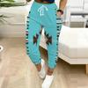 Summer Ladies Cashew Flower Printed Sweatpants Loose Fit Drawstring Joggers Elastic Cuff Daily Casual Pants
