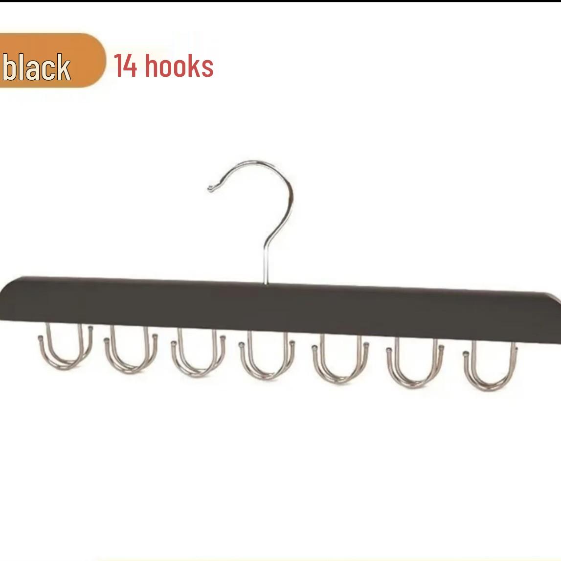 

14-Hook Leather Belt Multi-functional Wooden Clothes Hanger Multifunctional Solid Wood 14 Hooks (In Stock)