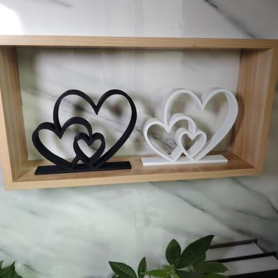 Estatua Corazón a Corazón Impresa en 3D Escultura Romántica de Plástico en Forma de Corazón Superficie Lisa Adorno Minimalista de Amor Regalo de Boda