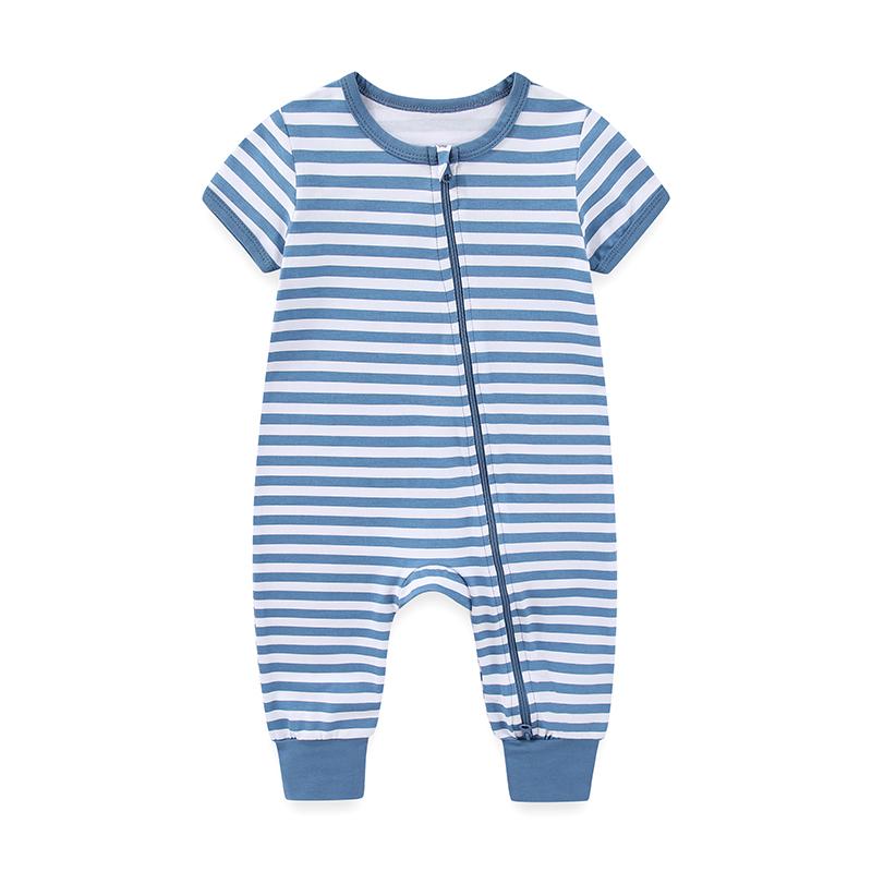 2-teiliger Baby Jungen Mädchen modischer kurzärmliger Overall mit Reißverschluss Baumwolle weich Neugeborenenkleidung
