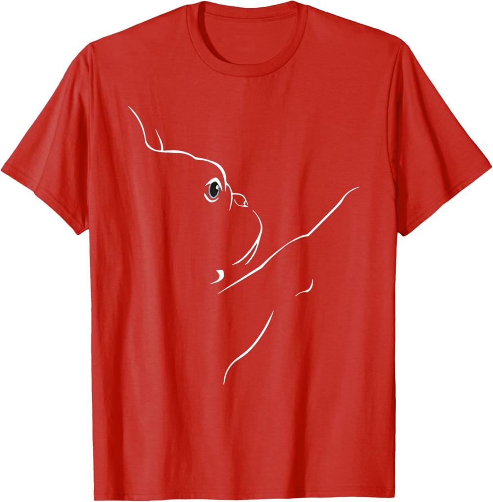 French Bulldog Line Art Minimalist Graphic T-Shirt Cotton Casual Top for Dog Lovers