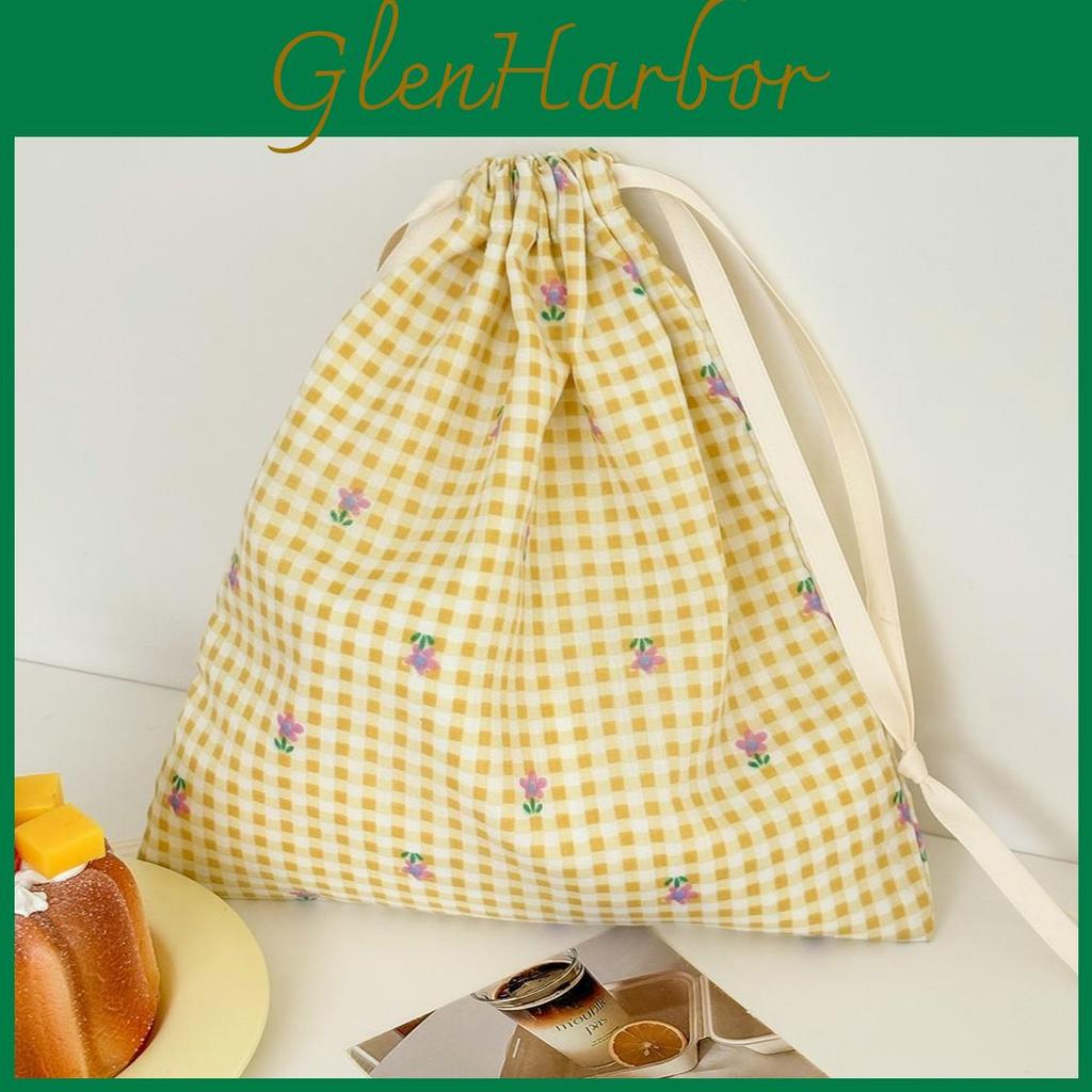 Minimalist Drawstring Storage Bag With Floral Pattern For Travel And Desk Organization