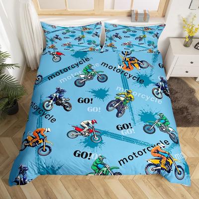 Kinder Dirt Bike Bettbezug Twin Queen Extremsport Bettwäscheset Motocross Fahrer Deckenbezug Set Motorrad Bettüberwurf Abdeckung