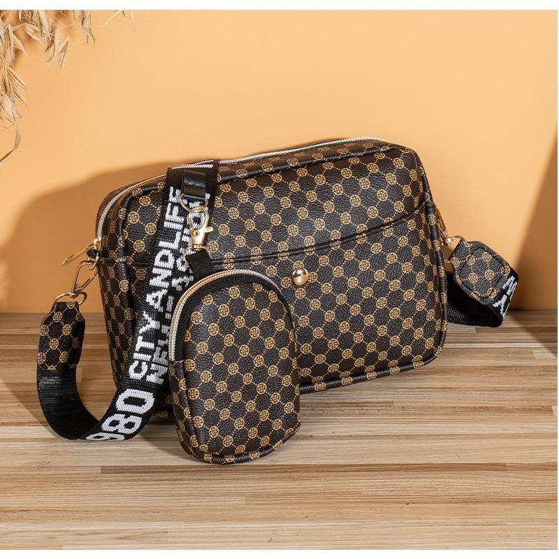 

Embroidered shoulder bag two-piece set lis daily versatile messenger bag large-capacity bag women