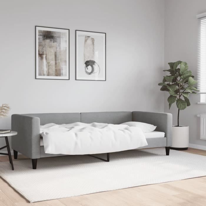 VidaXL Lit de repos gris clair 90x200 cm Tissu 353983